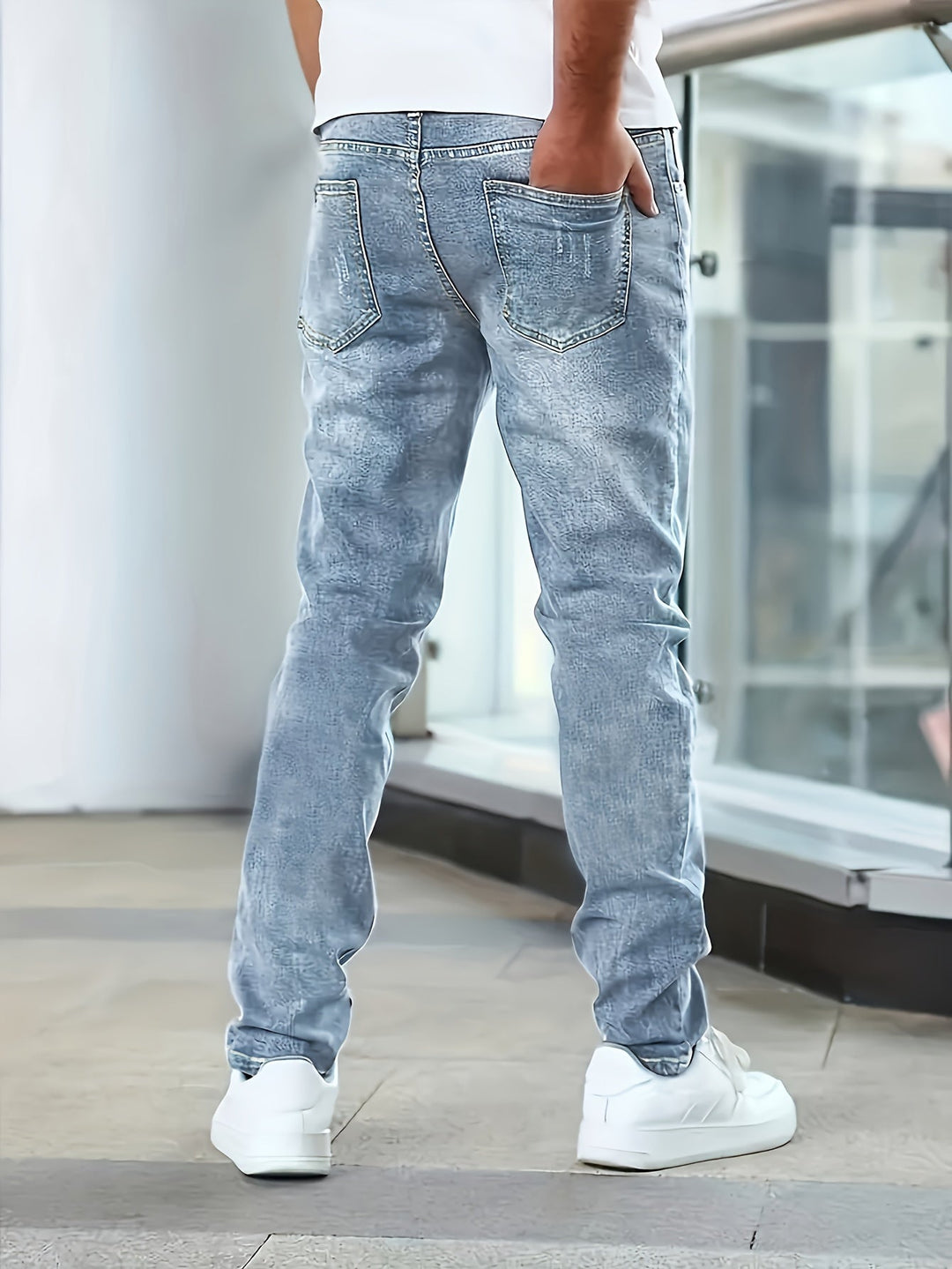 Men's Washed Stretch Denim Jeans