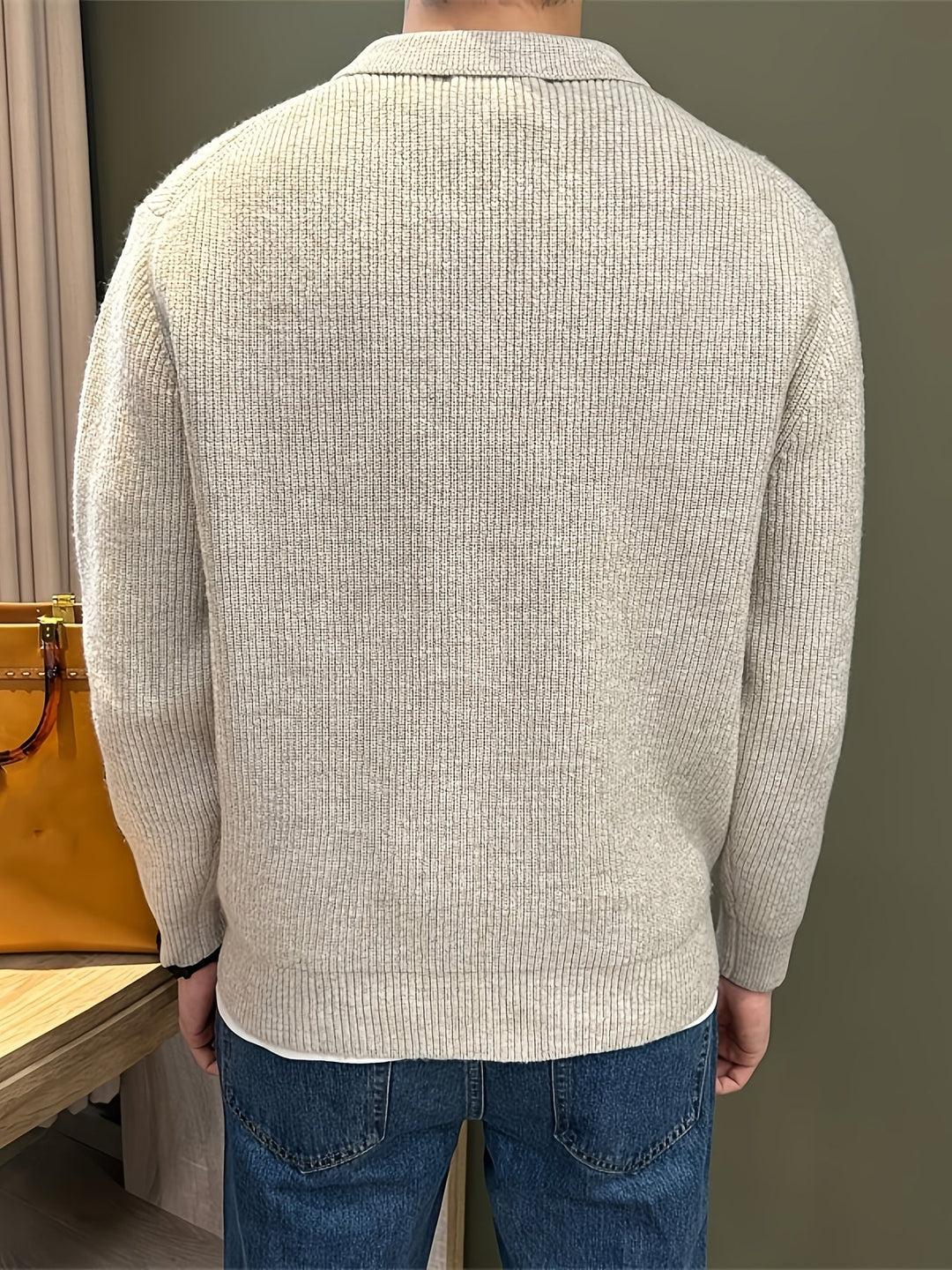 Men's Ribbed Polo Sweater