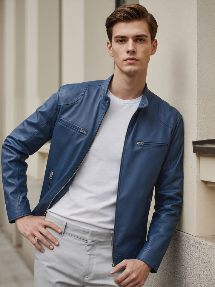 Men's Stand Collar PU Jacket