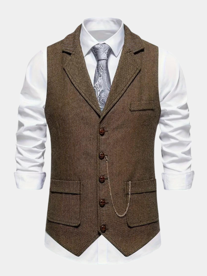 HERRINGBONE WAISTCOAT FOR MEN