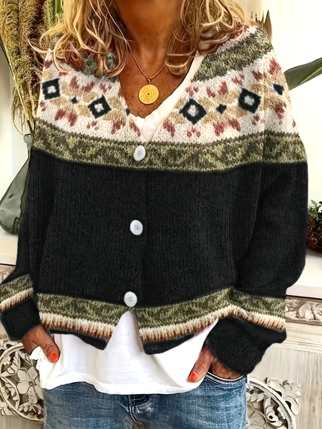Harlow | Patterned Button-Front Cardigan