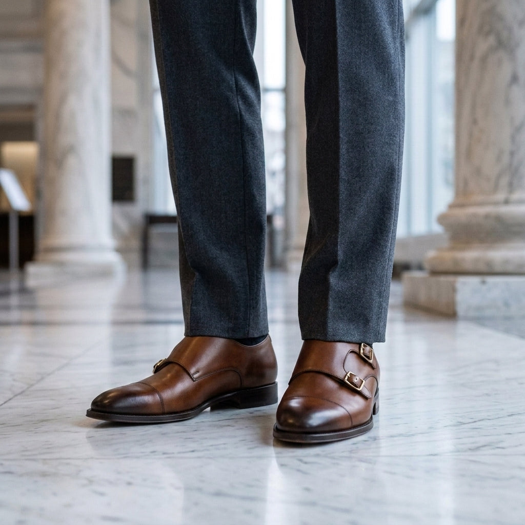 Alfieri Leather Monk-Strap Shoes