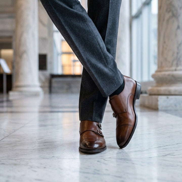 Alfieri Leather Monk-Strap Shoes