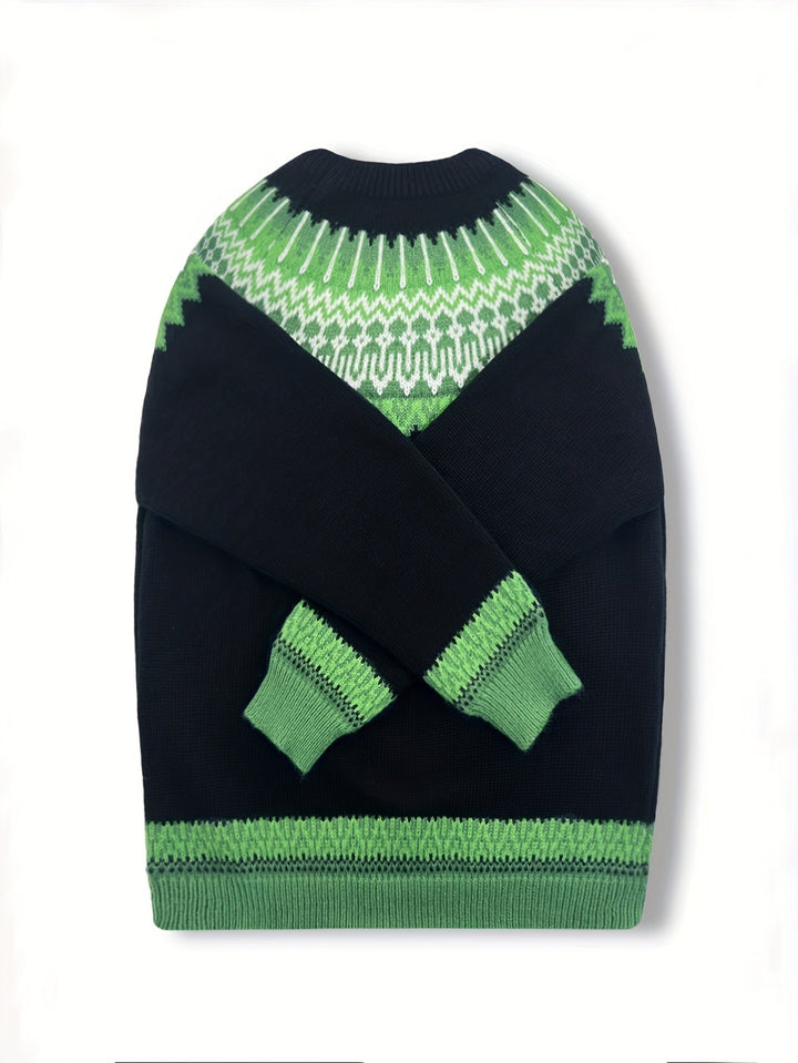 Brenna | Chunky Jacquard Round Neck Sweater