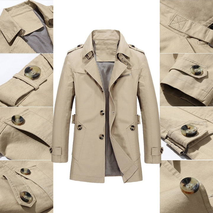 Men's Long Business Windbreaker