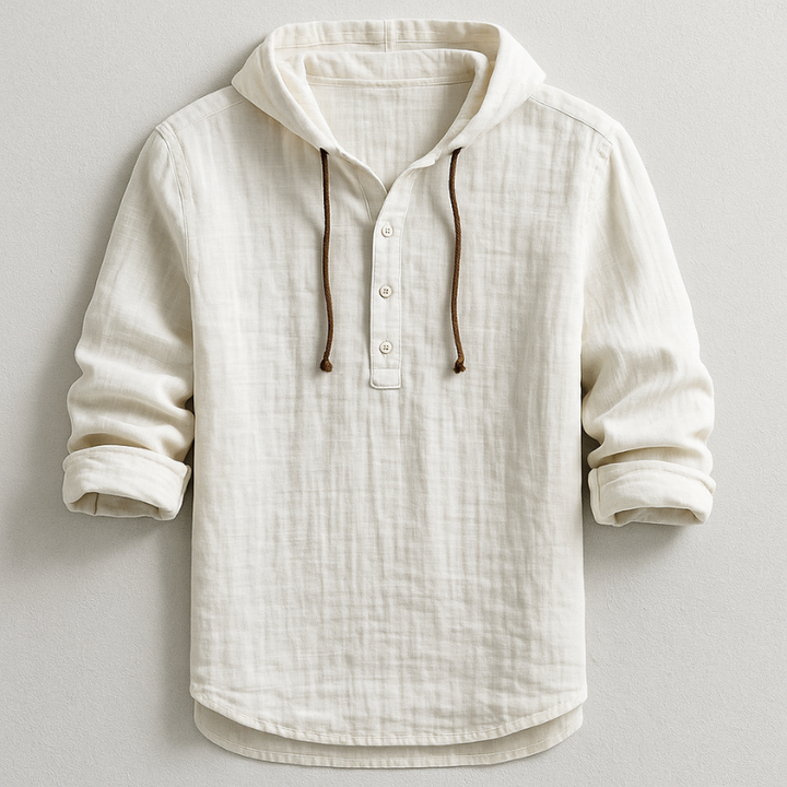 Men's Linen Hooded Shirt