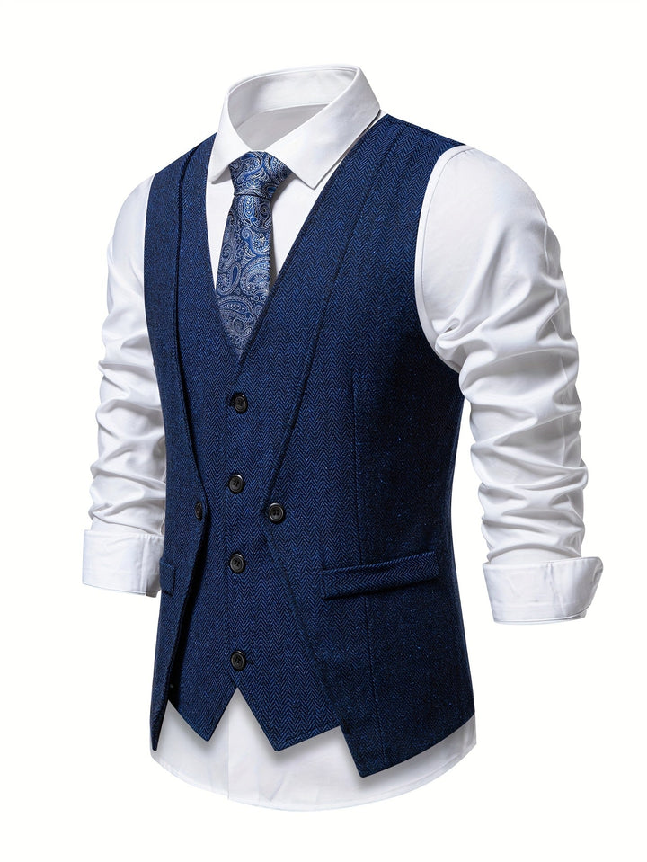 Men's V Neck Button Vest