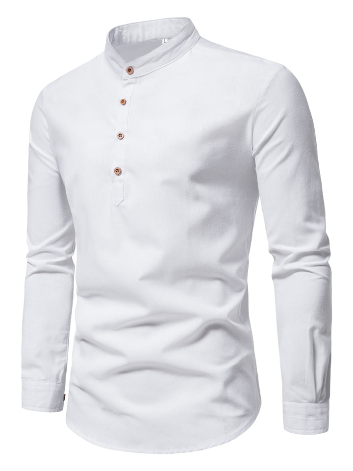 STAND COLLAR COTTON SHIRT FOR MEN