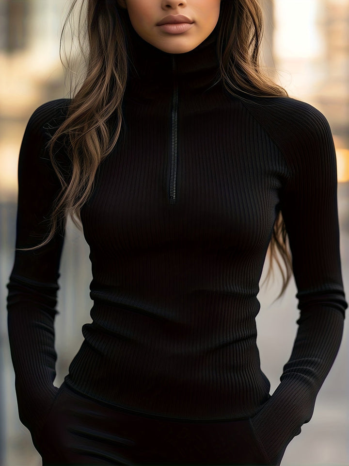 Sadie | Half-Zip High-Neck Top