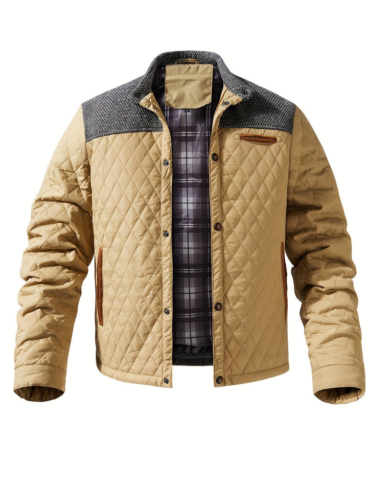 Men's Color Block Stand Collar Jacket