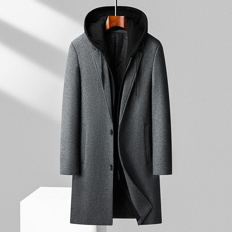Jasper Virgin Wool Hooded Overcoat