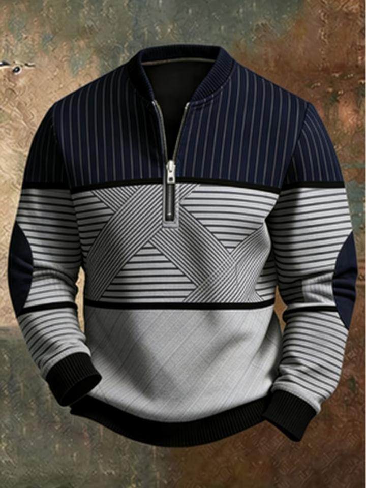 GEOMETRIC HALF ZIP SWEATER FOR MEN