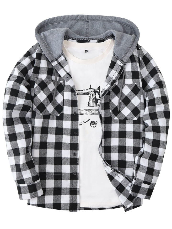 Men's Plaid Hooded Shirt