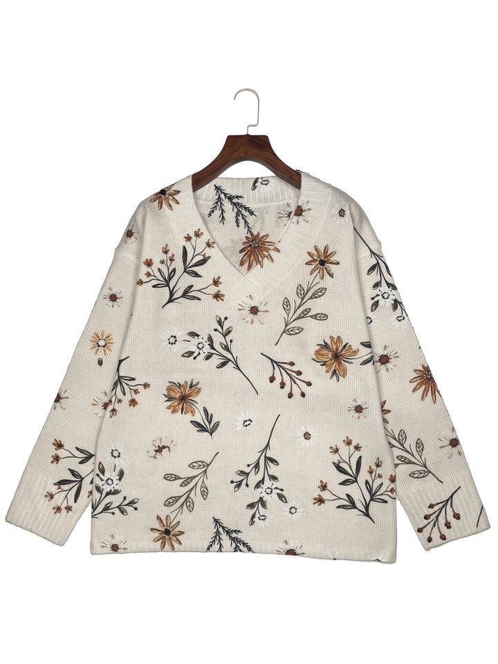 Ainsley | Floral V-Neck Sweater