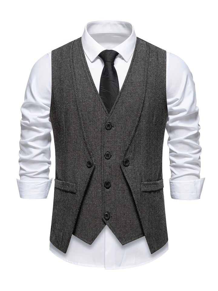 Men's V Neck Button Vest