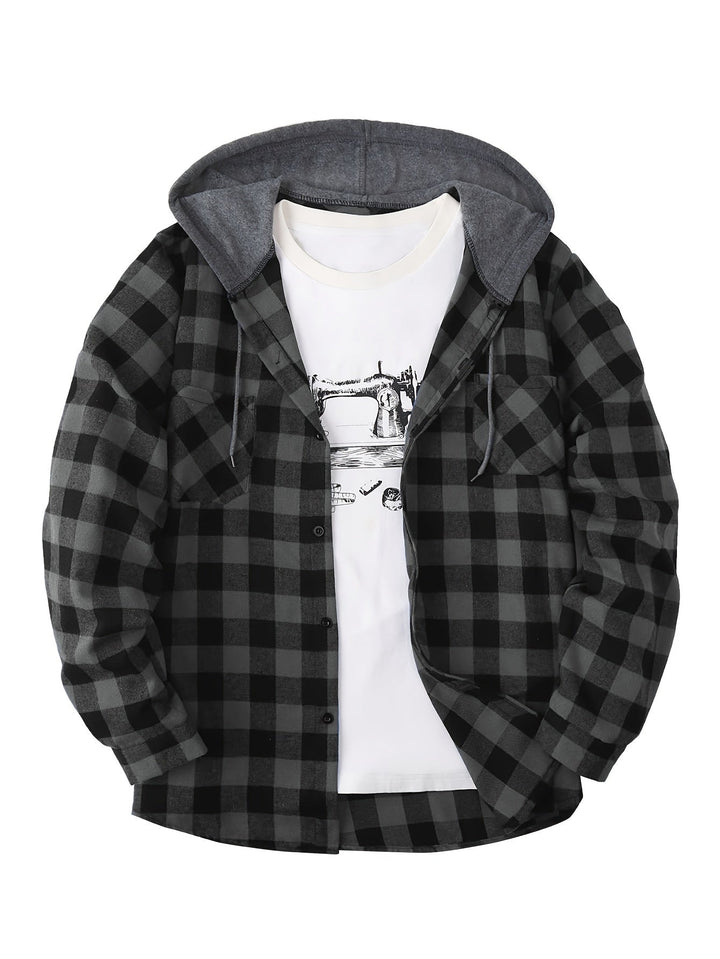 Men's Plaid Hooded Shirt