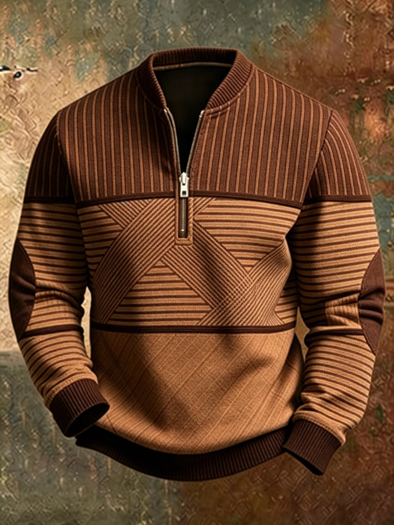 Men's Contrast Half-Zip Sweater