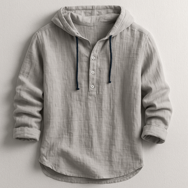 Men's Linen Hooded Shirt