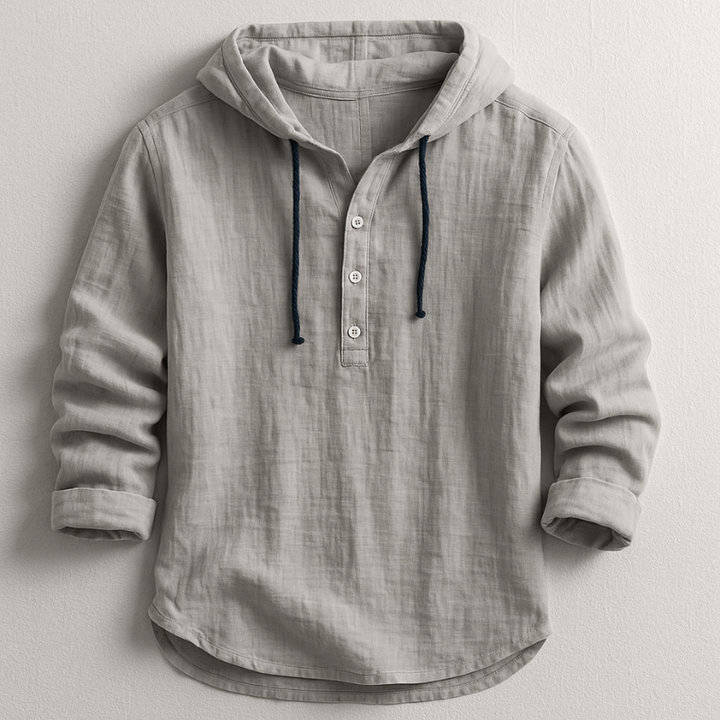 Men's Linen Hooded Shirt