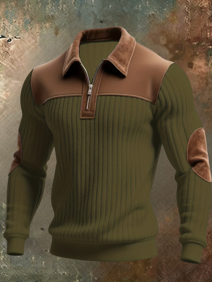 Men's Ribbed Half Zip Sweater