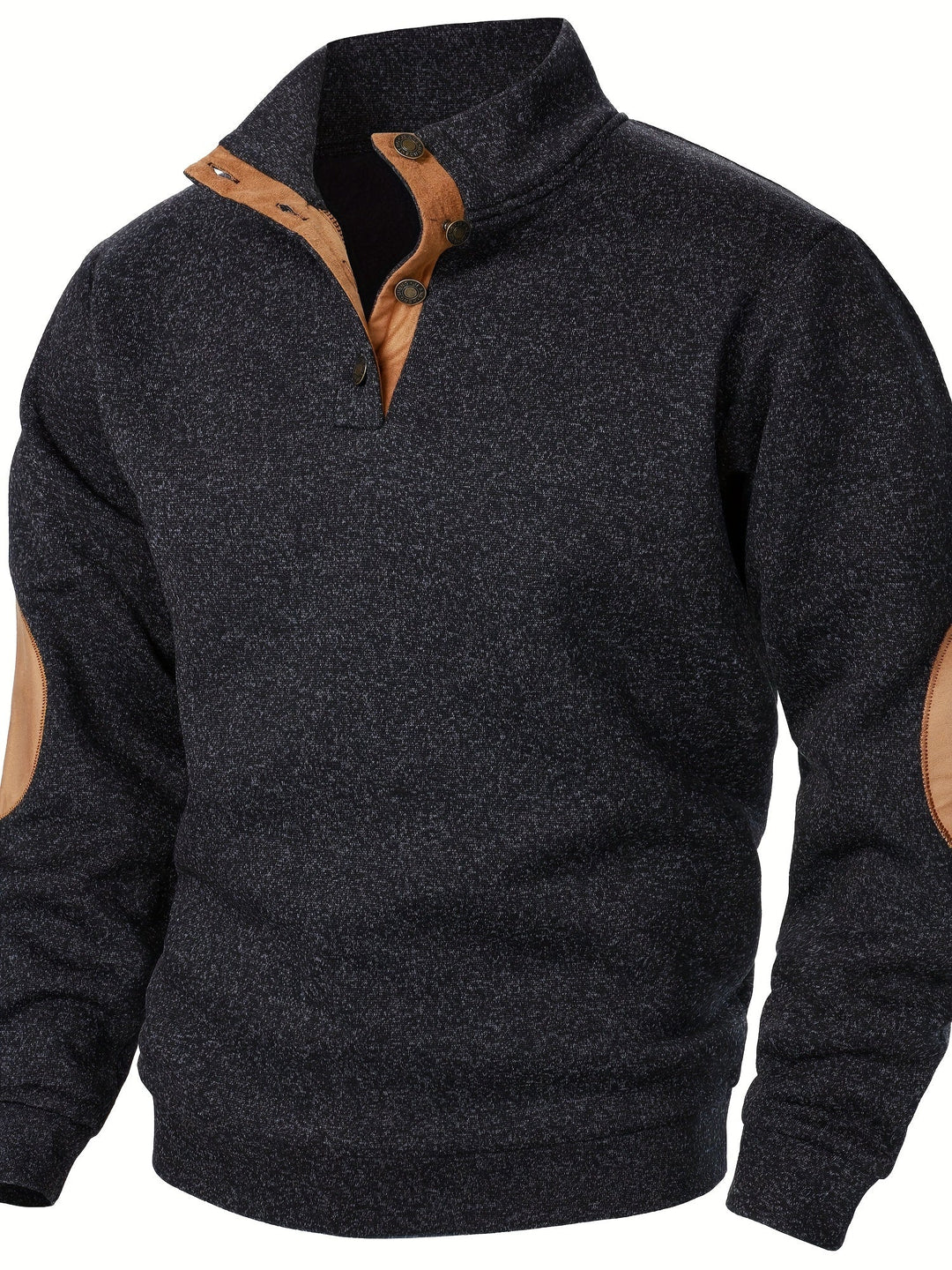Men's Stand Collar Button Knit Sweatshirt