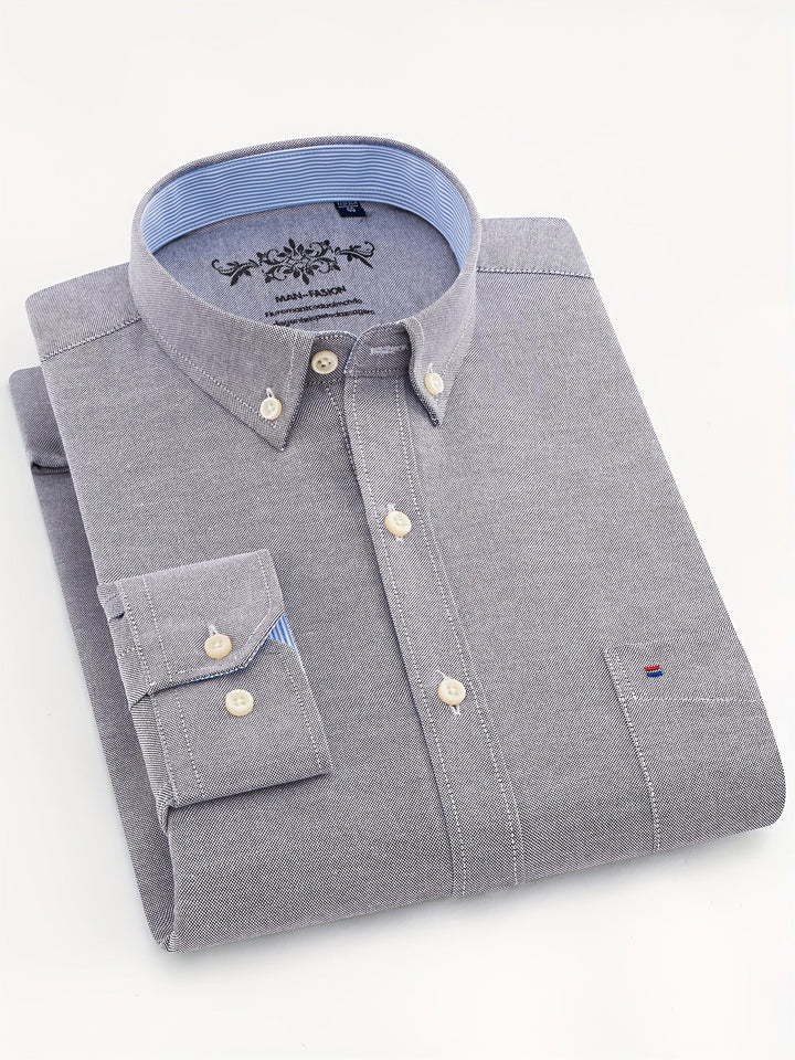 SOLID LAPEL POCKET SHIRT FOR MEN