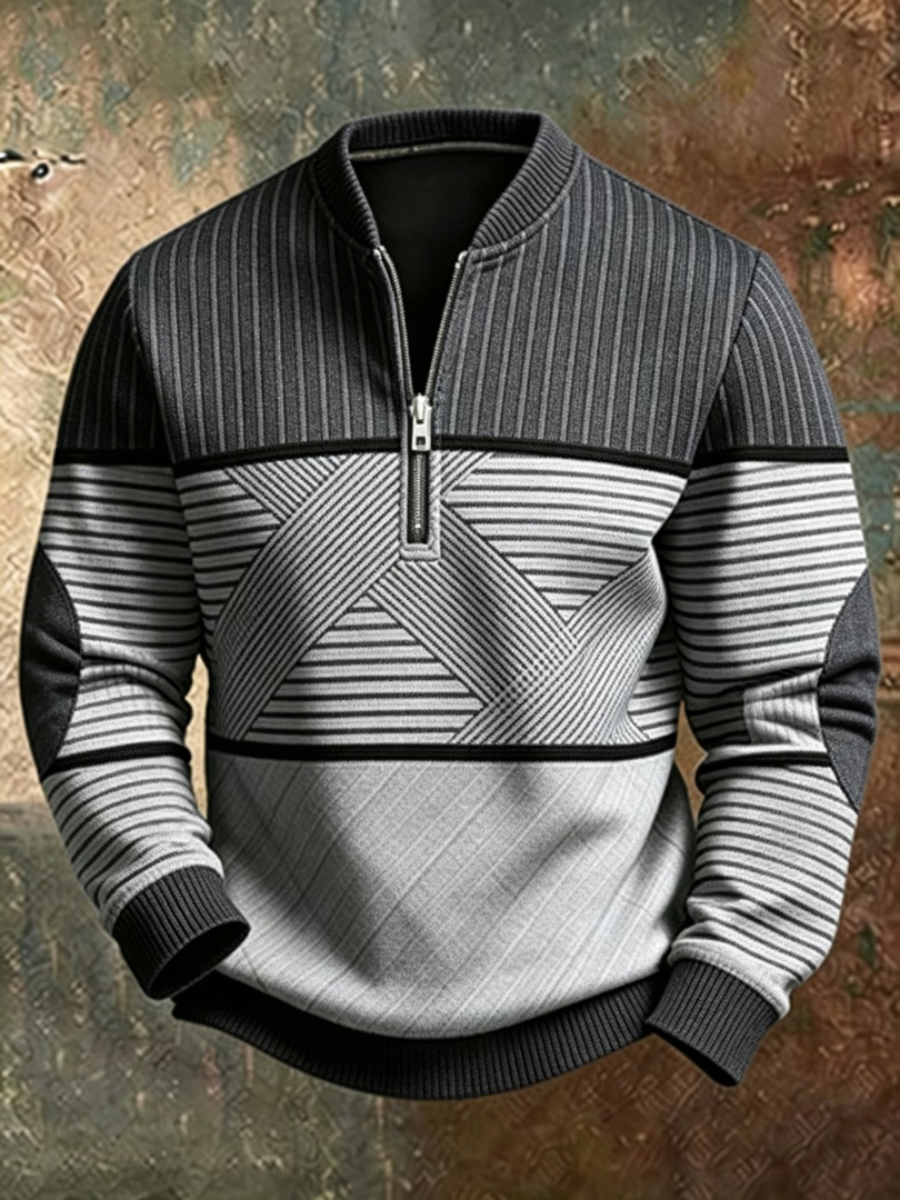 Men's Contrast Half-Zip Sweater