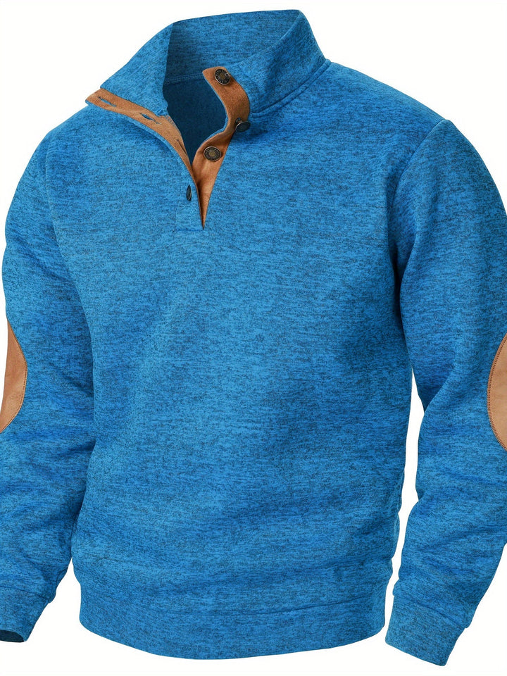 Men's Stand Collar Button Knit Sweatshirt