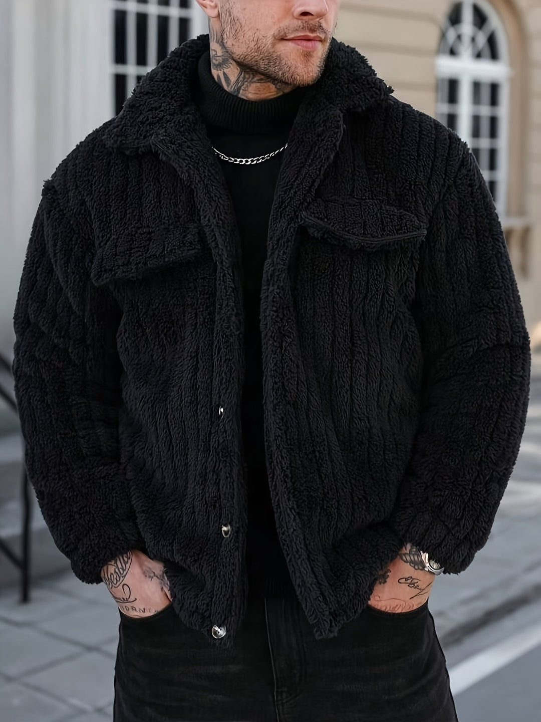 Men's Striped Lapel Jacket