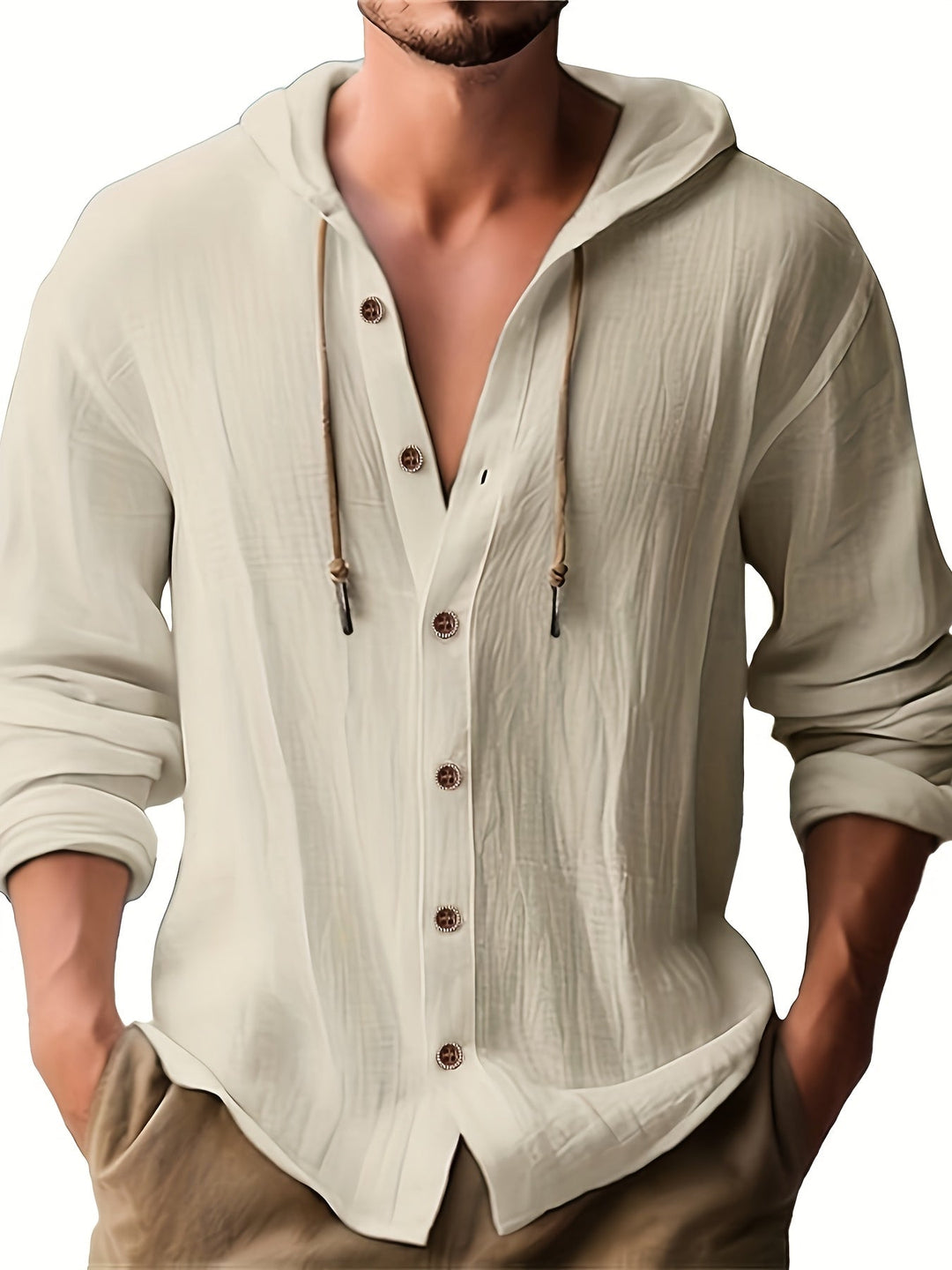 Men's Hooded Linen Shirt