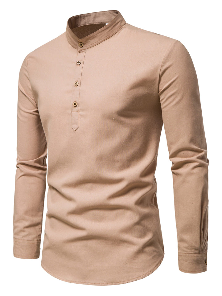 STAND COLLAR COTTON SHIRT FOR MEN