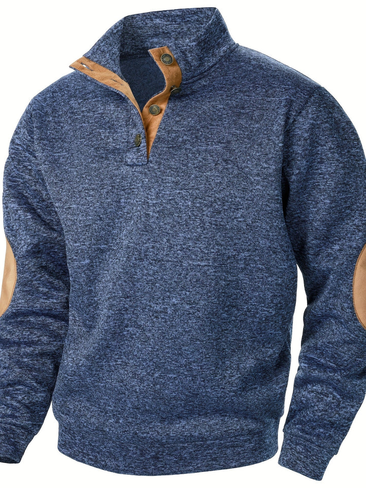 Men's Stand Collar Button Knit Sweatshirt