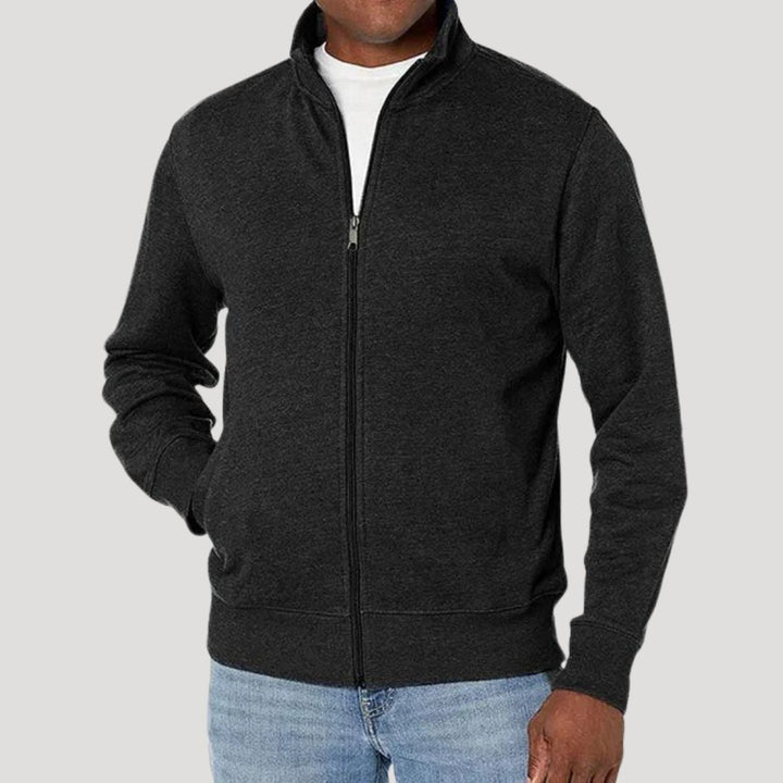 ZIP FRONT STAND COLLAR JACKET FOR MEN