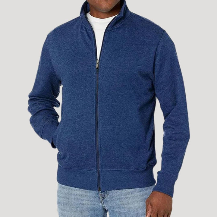 ZIP FRONT STAND COLLAR JACKET FOR MEN