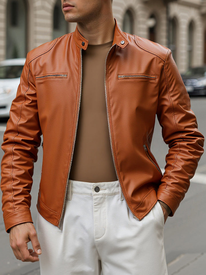 PU MOTORCYCLE JACKET FOR MEN