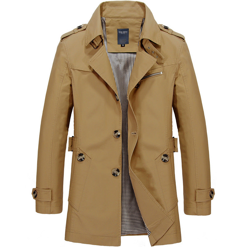 Men's Long Business Windbreaker