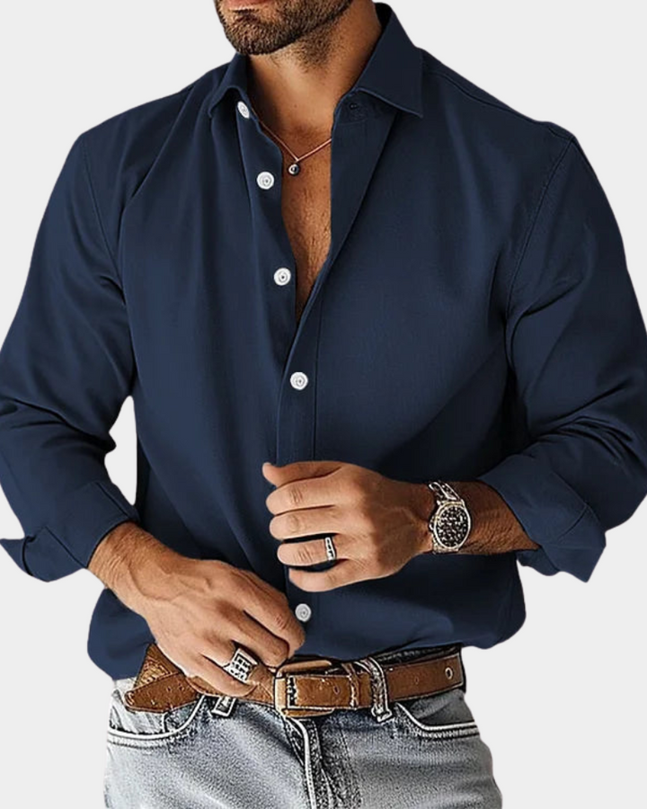 SLIM FIT STRETCH BUTTONED SHIRT FOR MEN