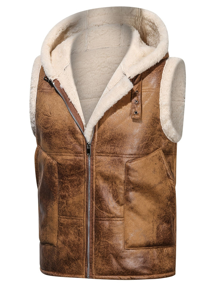 Men's Hooded Fur-Lined Vest