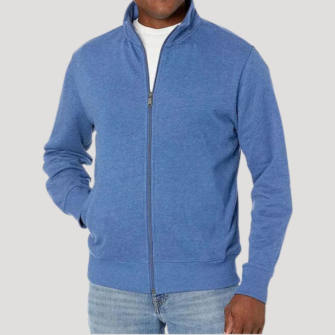 ZIP FRONT STAND COLLAR JACKET FOR MEN