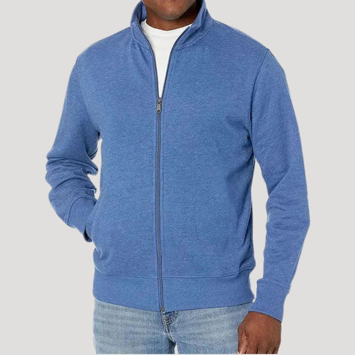 ZIP FRONT STAND COLLAR JACKET FOR MEN