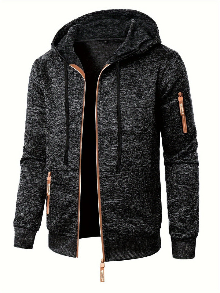HOODED ZIP KNIT SWEATER FOR MEN
