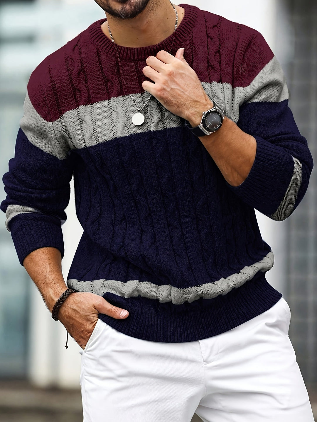 Men's Color Block Knit Sweater