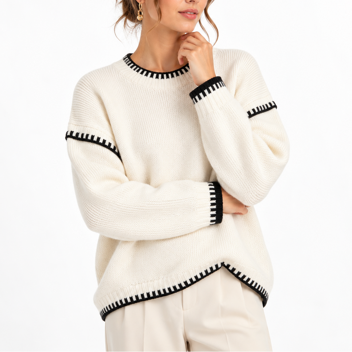 Women’s Oversized Chunky Knit Sweater with Boat Neck