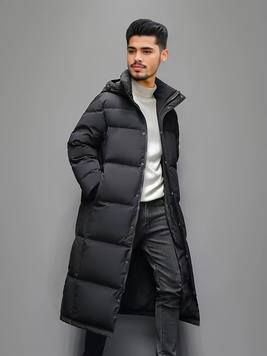 Men's Long Hooded PUffer Coat
