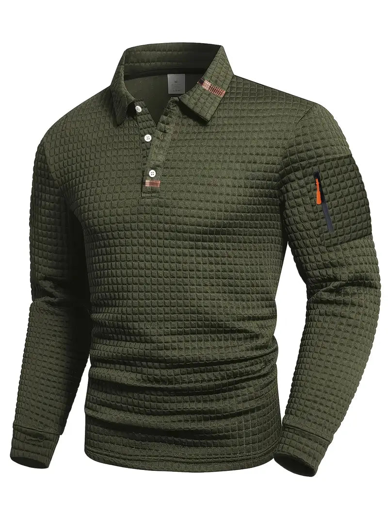 Men's Waffle Knit Polo Shirt