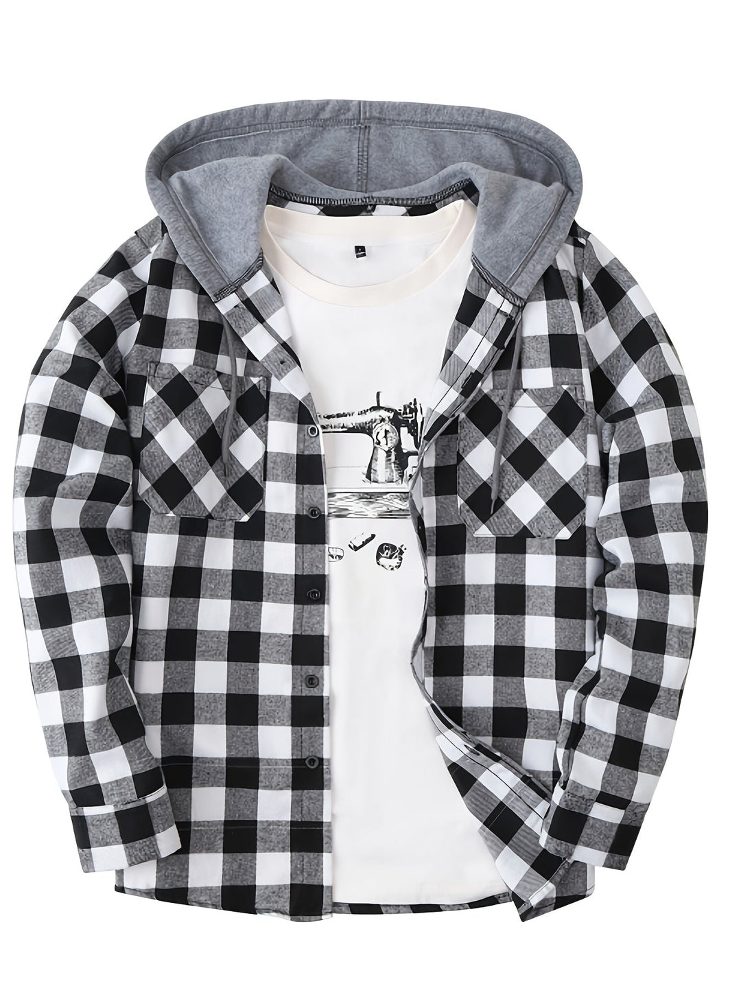 Men's Plaid Hooded Sweatshirt