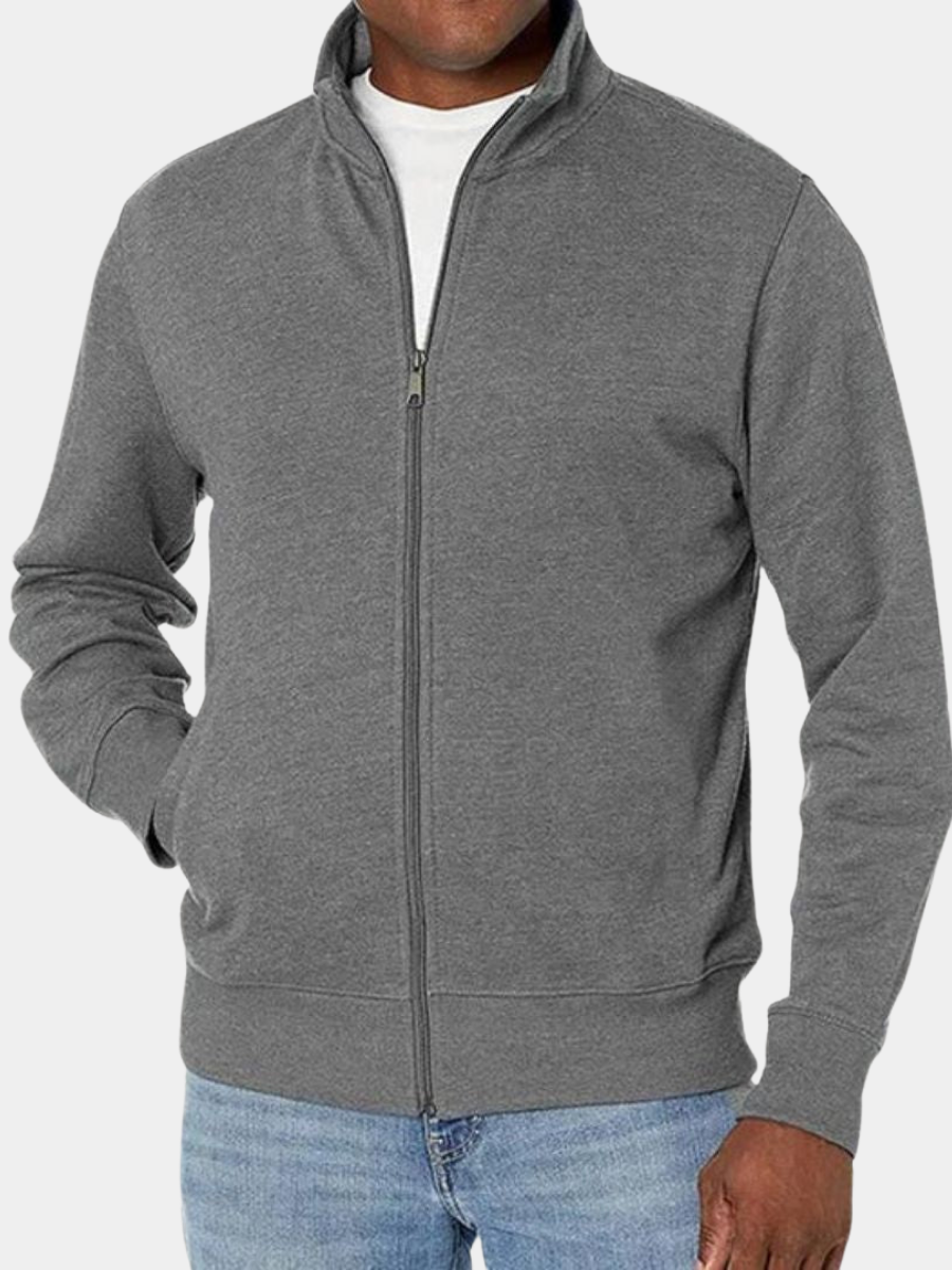 ZIP FRONT STAND COLLAR JACKET FOR MEN