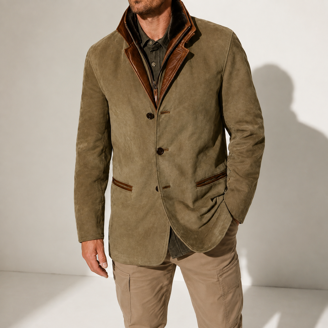 Men’s Winter Coat – Suede Stand Collar Smart Casual Jacket