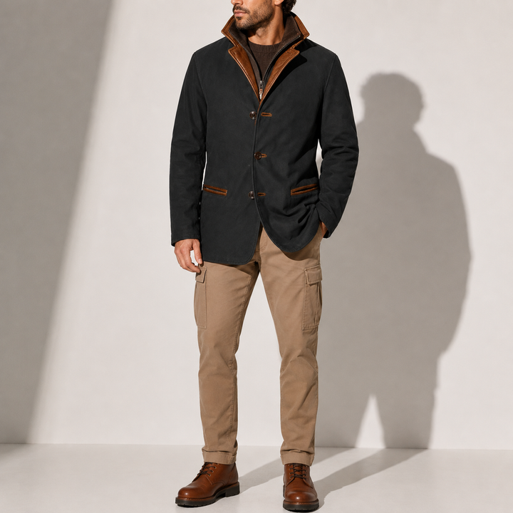 Men’s Winter Coat – Suede Stand Collar Smart Casual Jacket