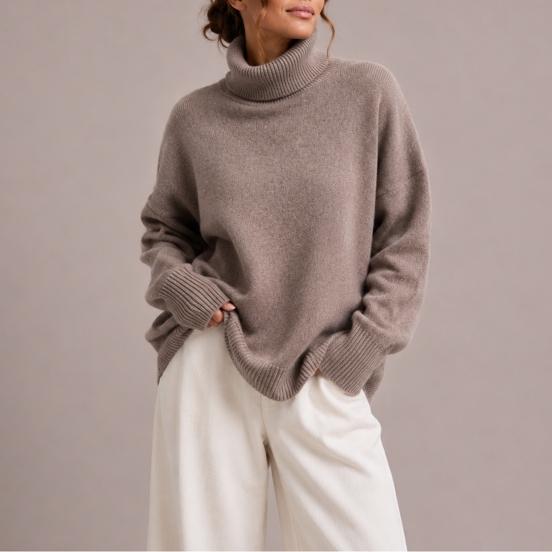 Women’s Oversized Turtleneck Sweater – Relaxed Knit Sweater